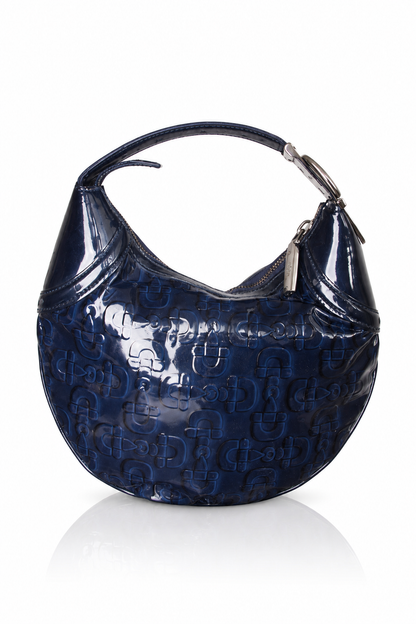 Gucci Patent Leather Horsebit Embossed Hobo Bag (CA956). FA:276 SC: 5782 | O/S, Navy