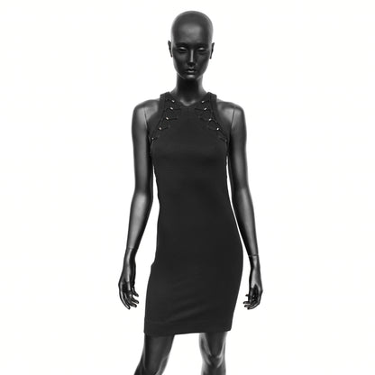 Gucci SS 2010 dress designed by Frida Giannini with bungee-inspired lace up detailing on the sides and upper chest. Size S. Available at Artefact Archive.
