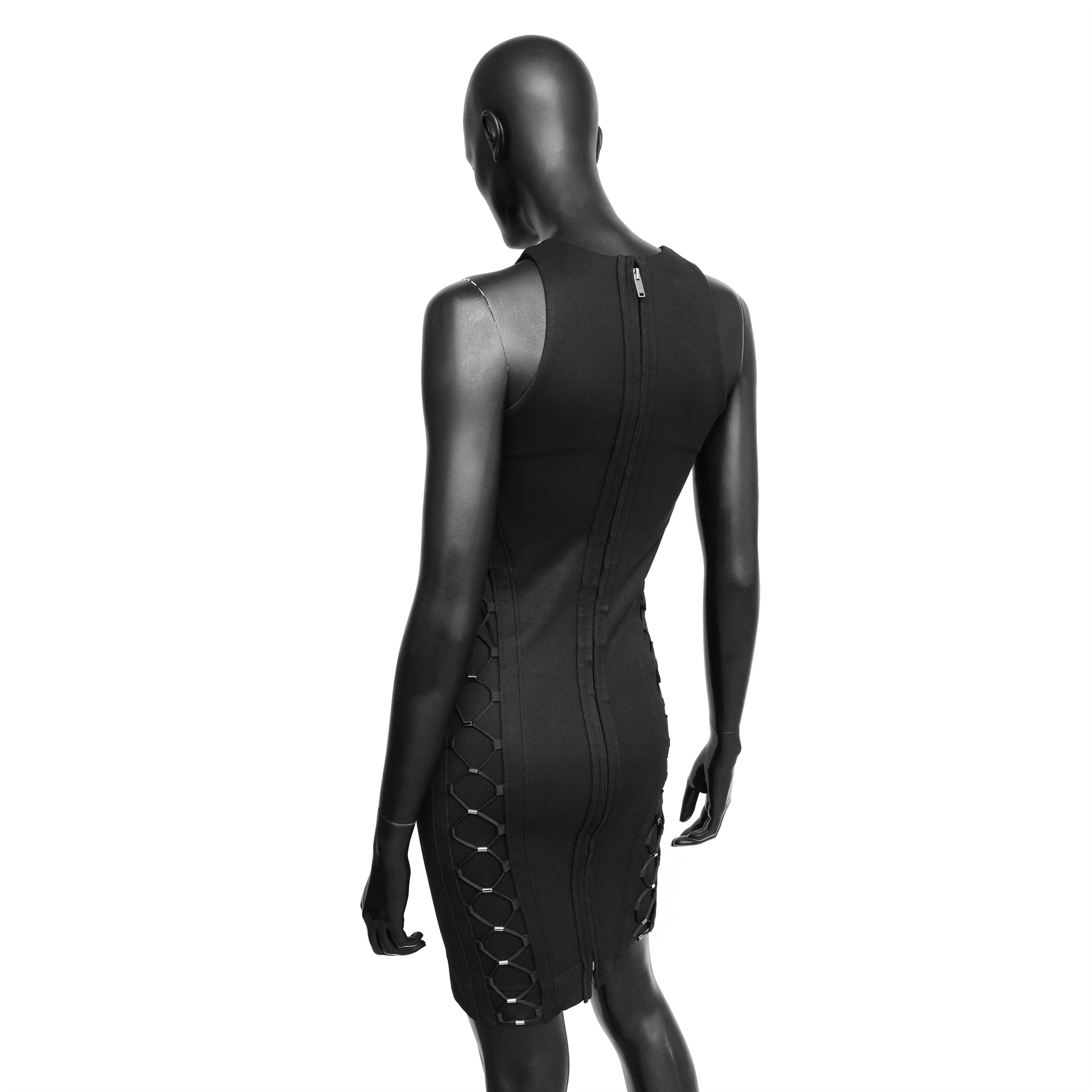 Gucci SS 2010 dress designed by Frida Giannini with bungee-inspired lace up detailing on the sides and upper chest. Size S. Available at Artefact Archive.