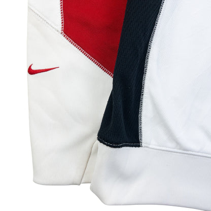 Nike vintage pullover hoodie navy red white colour block design with embroidered swoosh on cuff