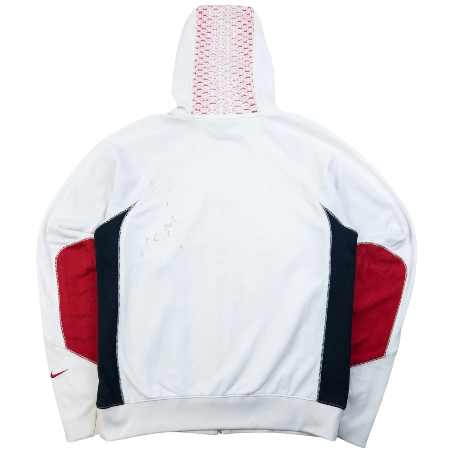 Nike vintage pullover hoodie navy red white colour block design with embroidered swoosh on cuff