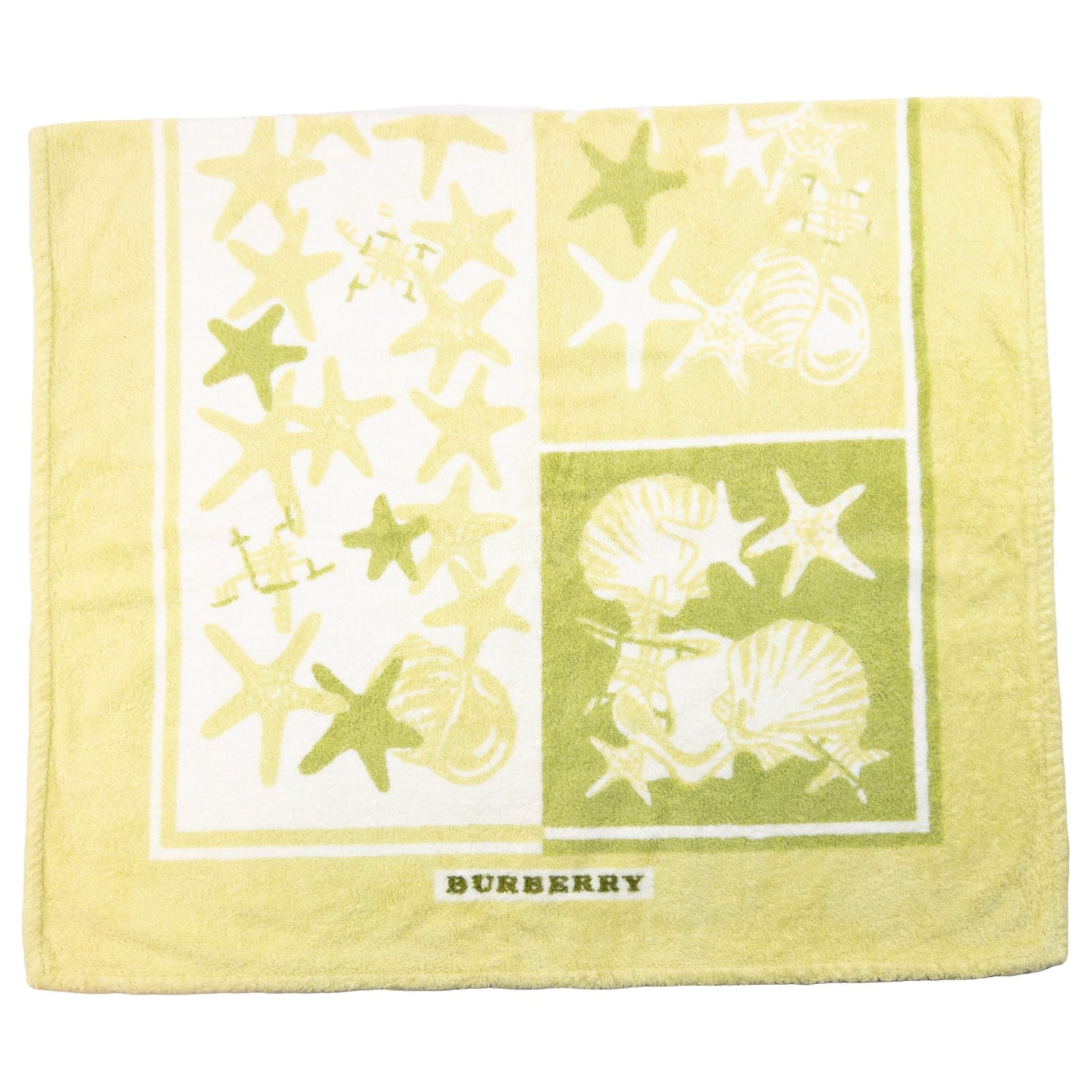 BURBERRY bath towel beige with starfish and seashell pattern featuring logo detail