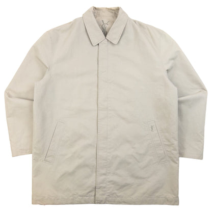 YVES SAINT LAURENT beige Harrington jacket with YSL embroidery on pocket and checkered lining.