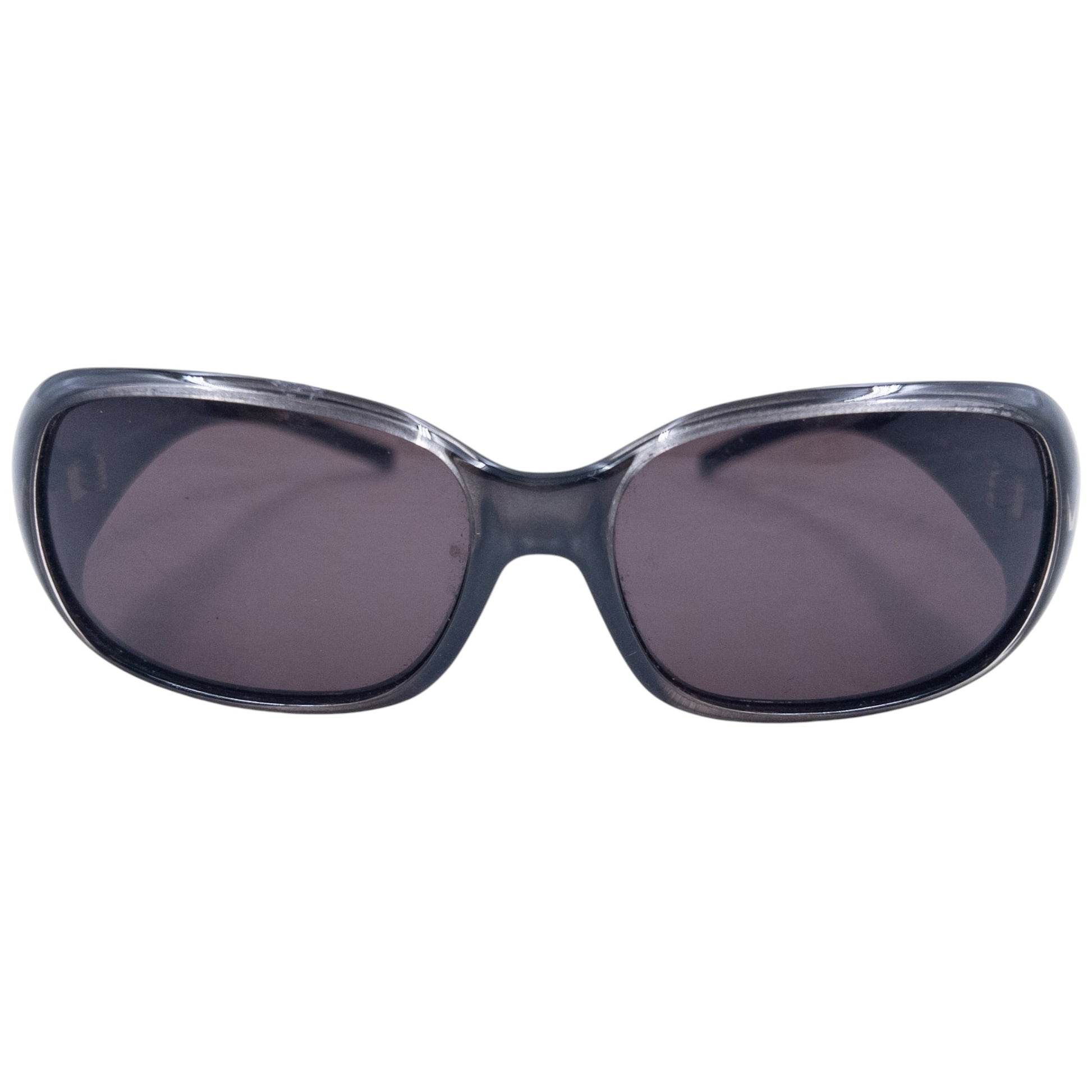 FENDI brown sunglasses classic rectangular shape with metallic accents and printed logo on sides