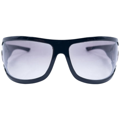 GUCCI black sunglasses large wraparound style silver-tone horse bit hardware detail on temples