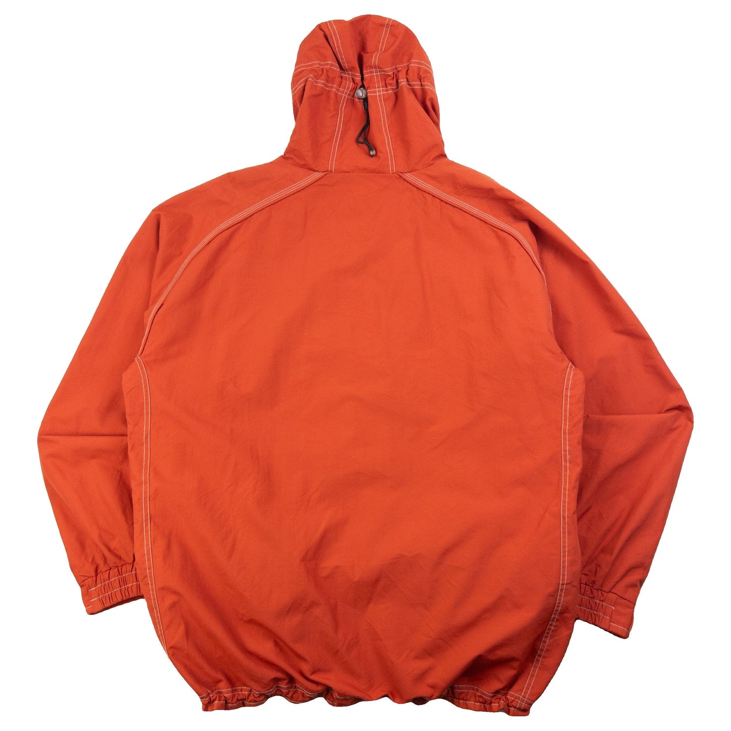 OAKLEY orange zip-up snowboarding jacket with reflective strip detail on chest and hood.