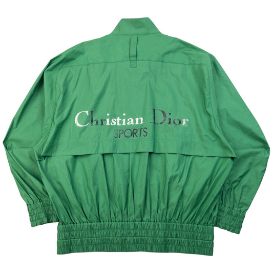 Christian Dior green lightweight zip-up jacket 'Christian Dior Sports' printed on the back, elasticated cuffs.
