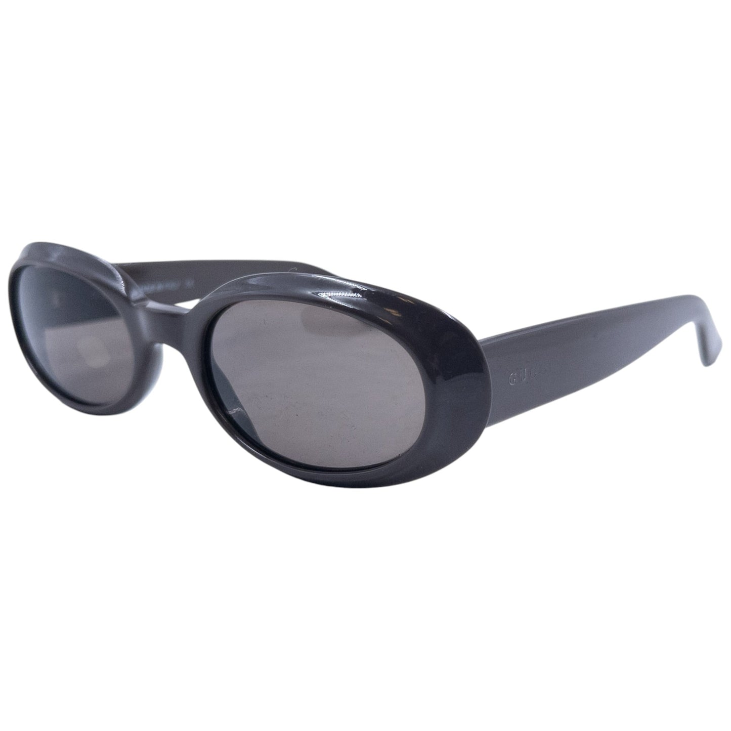 GUCCI sunglasses black thick plastic frame oval lenses model number on arms