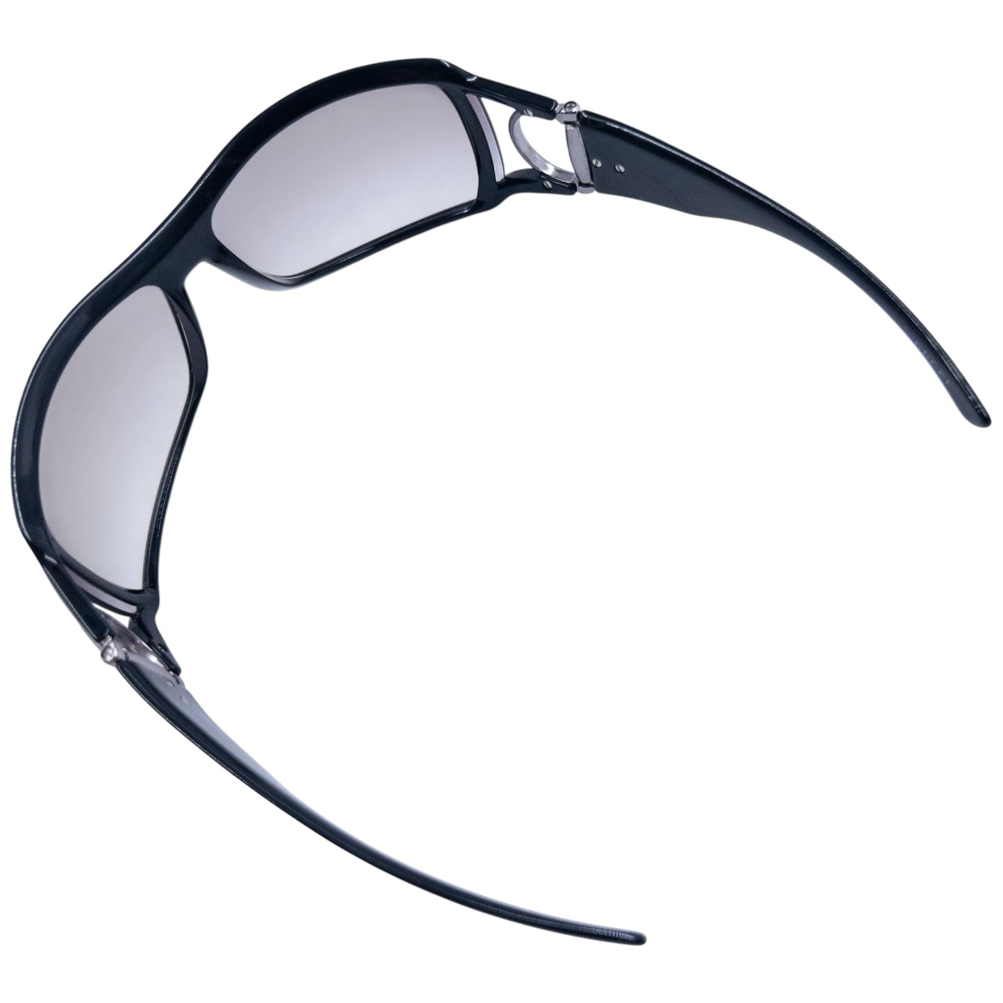 GUCCI black sunglasses large wraparound style silver-tone horse bit hardware detail on temples