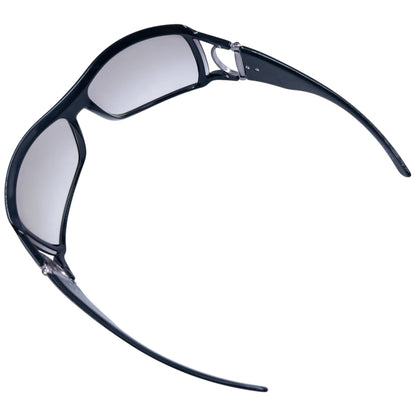 GUCCI black sunglasses large wraparound style silver-tone horse bit hardware detail on temples