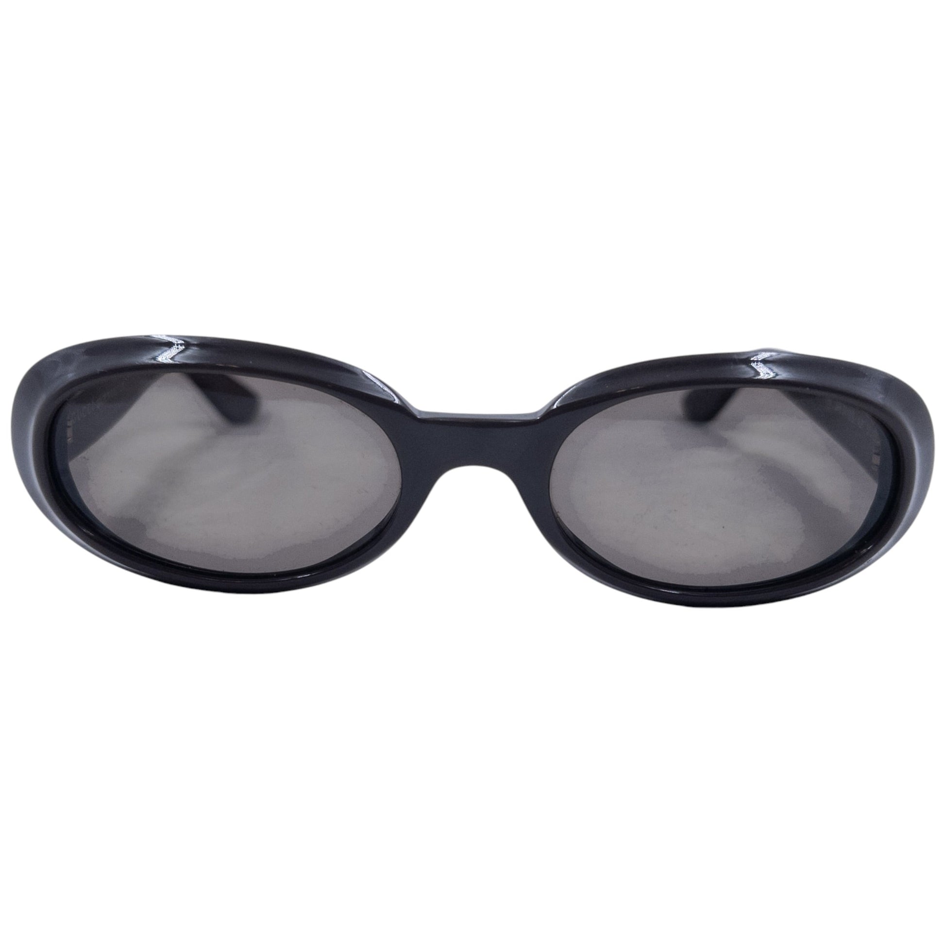 GUCCI sunglasses black thick plastic frame oval lenses model number on arms