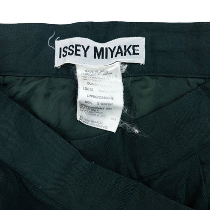 ISSEY MIYAKE vintage wrap skirt dark green wool fabric with button fastener at waistband