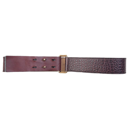 Burberry brown and burgundy leather belt textured finish gold-tone double prong buckle detail