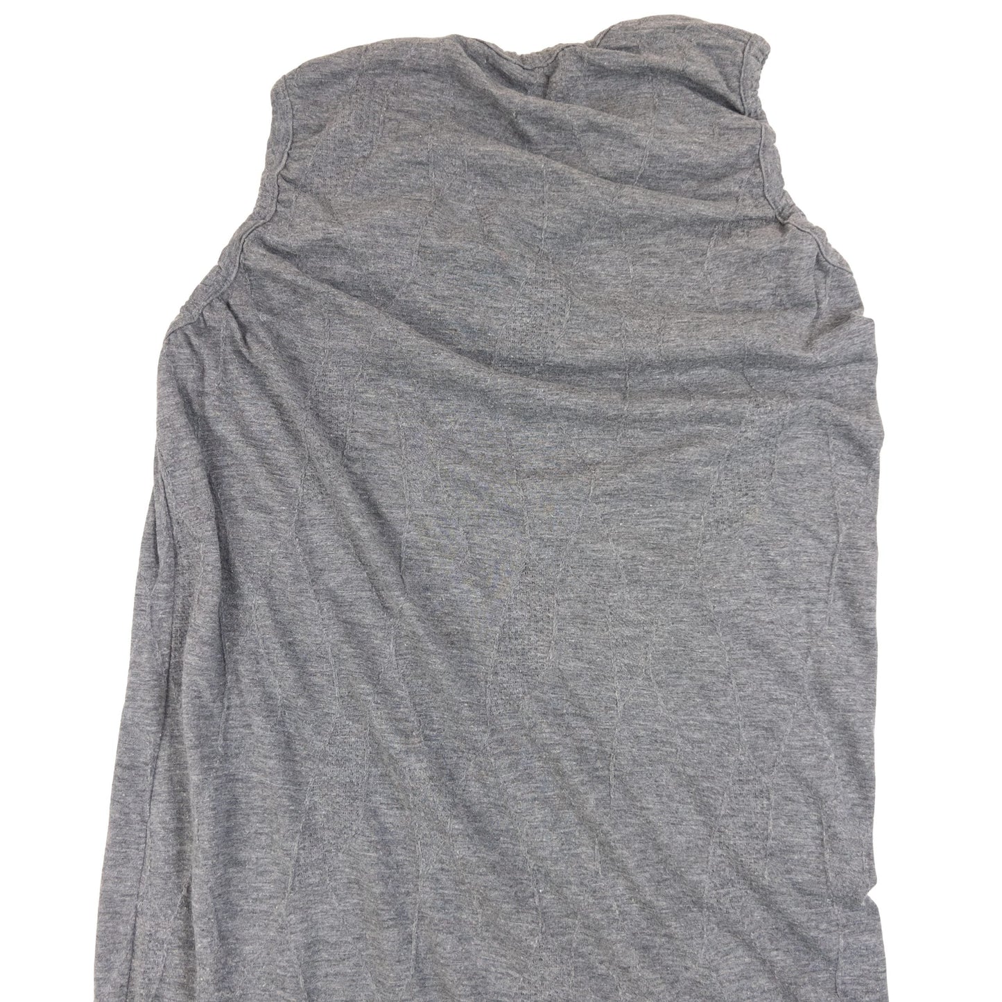 YOHJI YAMAMOTO grey sleeveless maxi dress ruched neckline detail elegant lace design