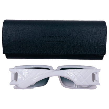 Burberry white sunglasses embossed Nova Check design on the sides with gradient tinted lenses