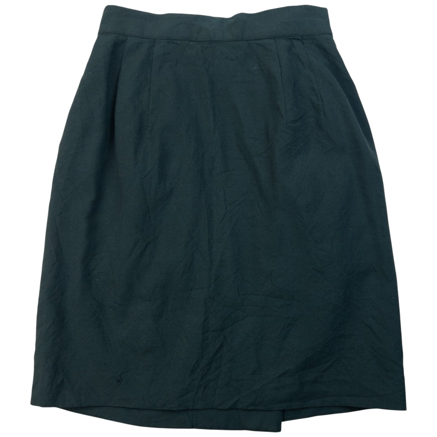ISSEY MIYAKE vintage wrap skirt dark green wool fabric with button fastener at waistband
