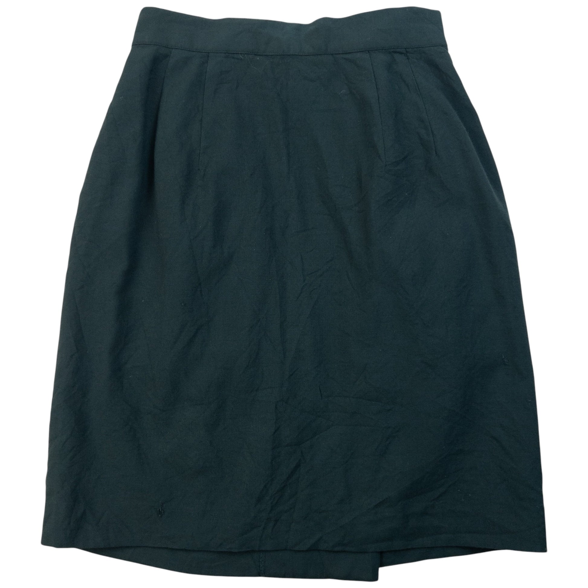 ISSEY MIYAKE vintage wrap skirt dark green wool fabric with button fastener at waistband