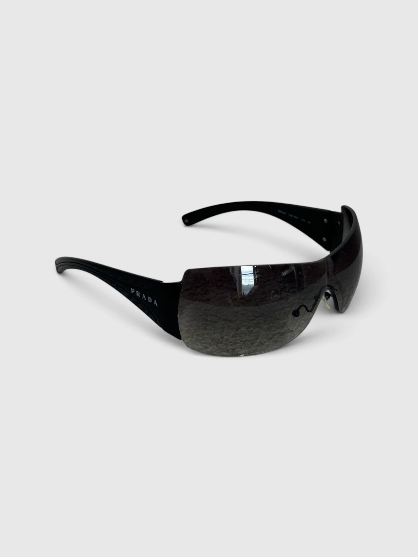 90s Prada Shield Sunglasses | O/S, Black