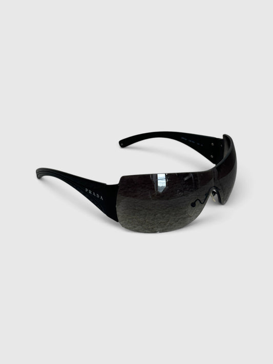 90s Prada Shield Sunglasses | O/S, Black