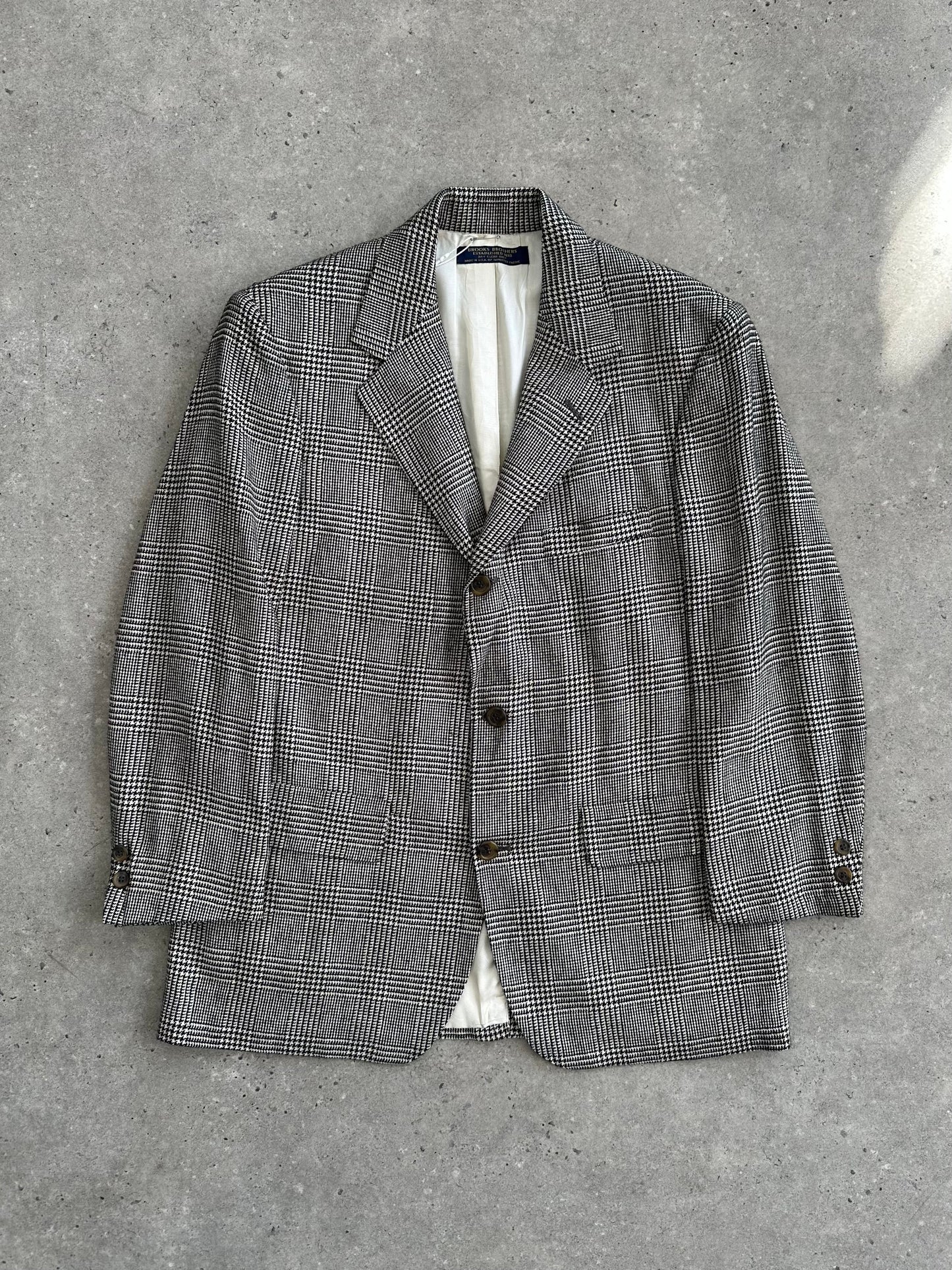 Brooks Brothers 1990s Check Wool Single Breasted Blazer - 38S/M
