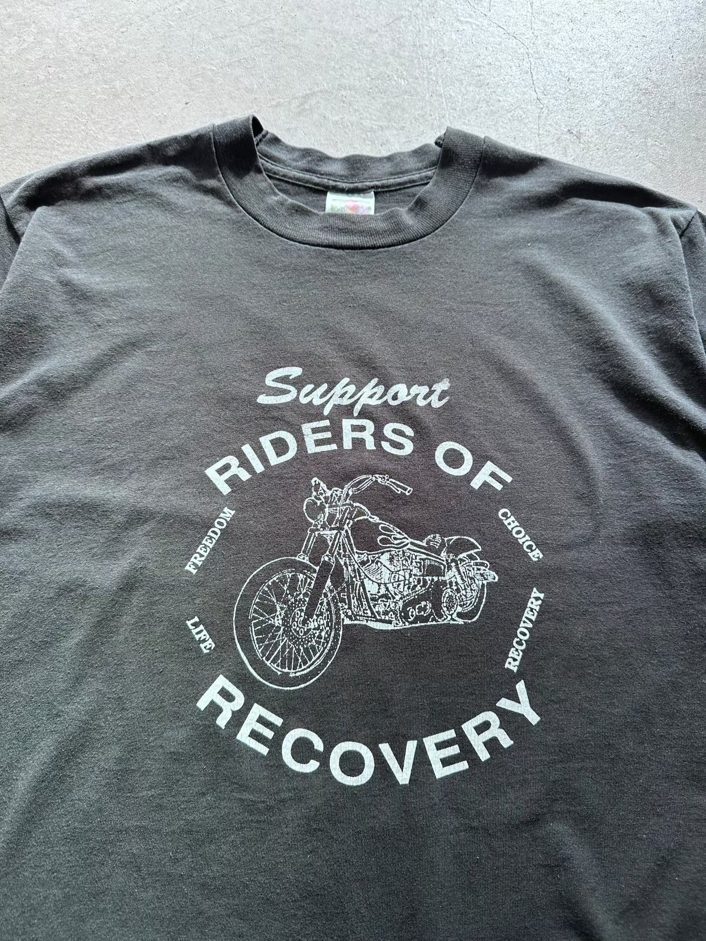 1990's Support RIders of Recovery T-Shirt - L | Large, Red