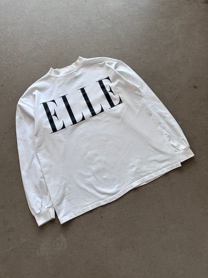 1990's ELLE Long Sleeve Mock Neck T-Shirt - L | Large, Red