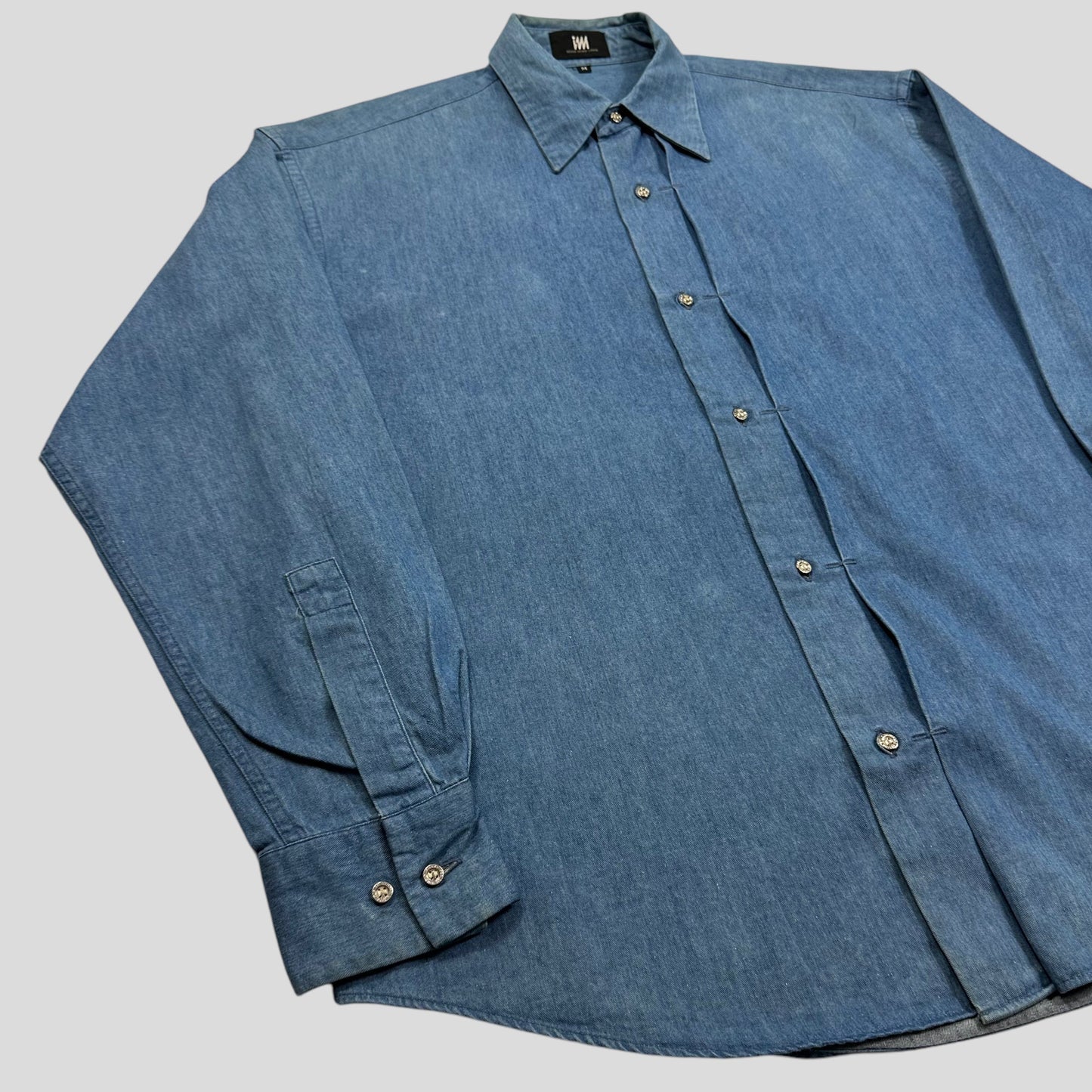 Issey Miyake 00’s Pleat Detailed Metal Button Shirt - M | Default Title, Blue