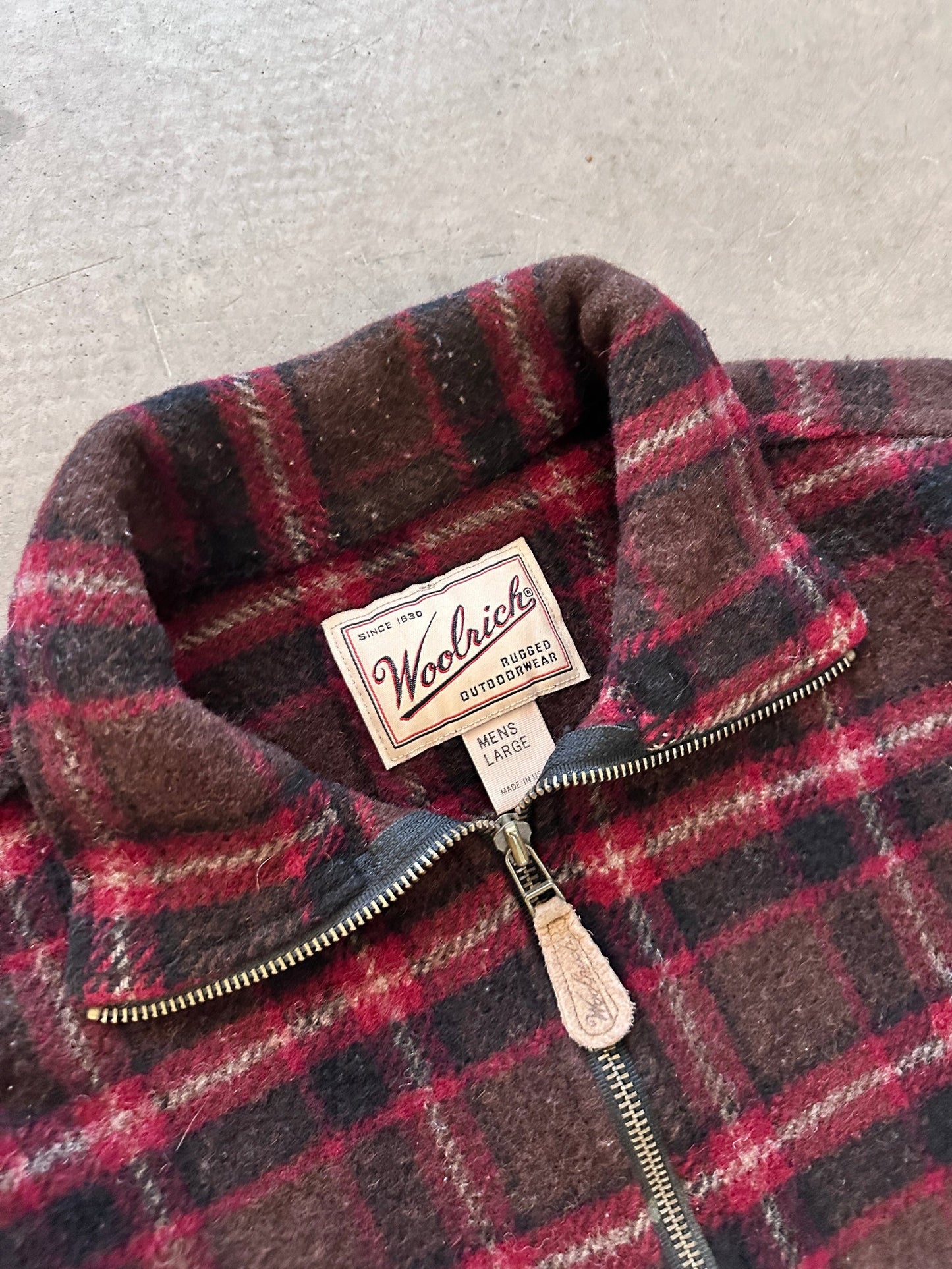 1990’s Woolrich Half Zip Woollen Flannel - L | Large, Red