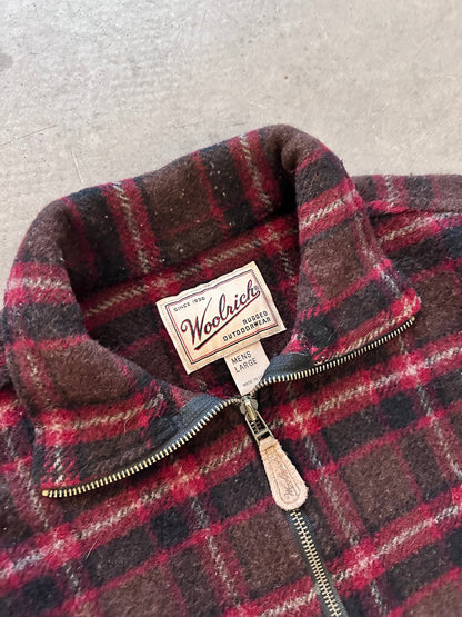 1990’s Woolrich Half Zip Woollen Flannel - L | Large, Red