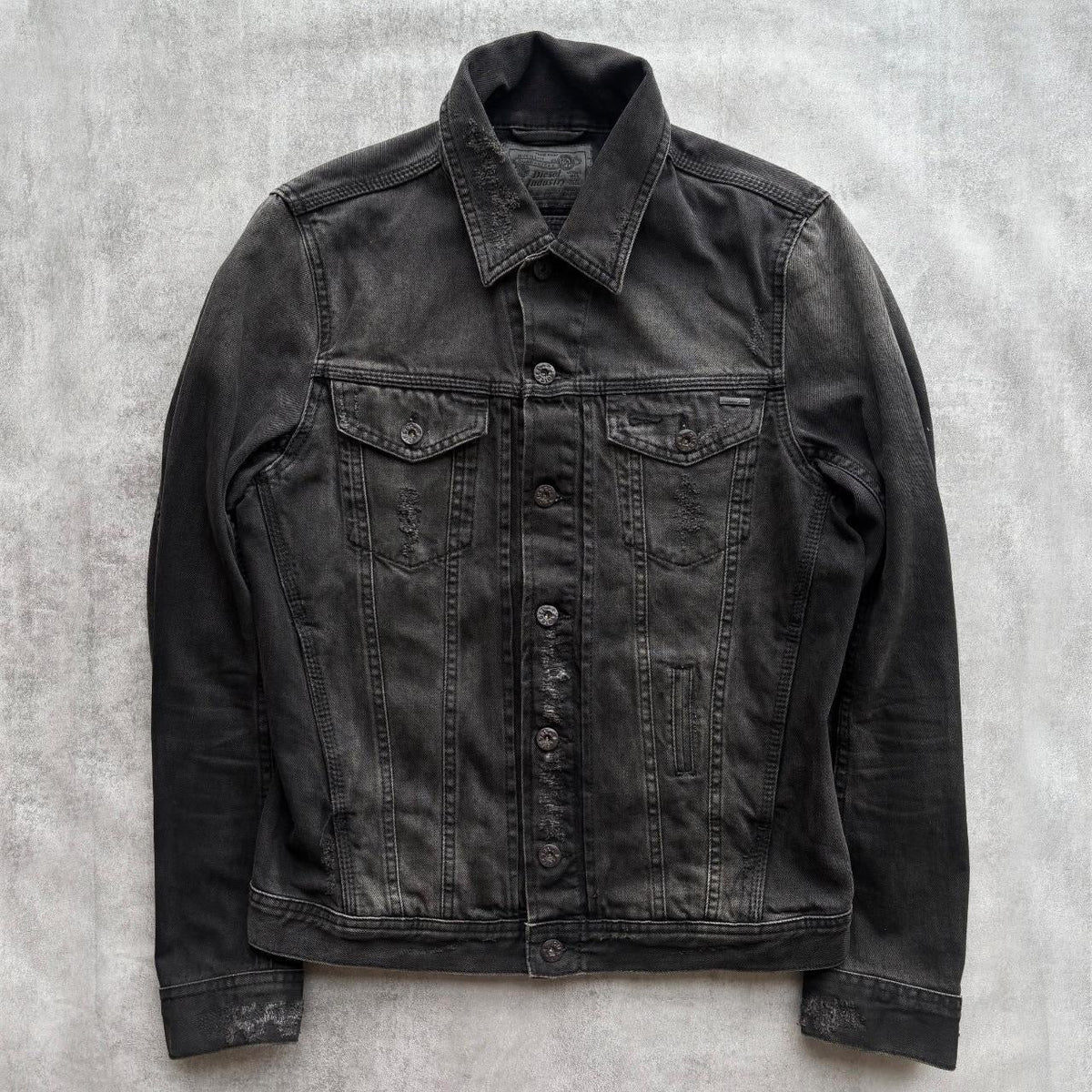 DIESEL DISTRESSED DENIM JACKET | O/S, Black