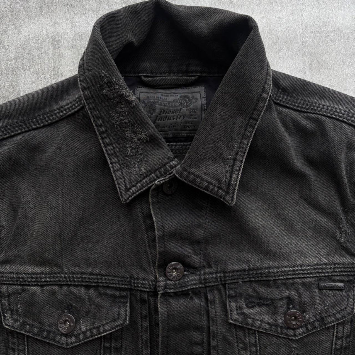 DIESEL DISTRESSED DENIM JACKET | O/S, Black