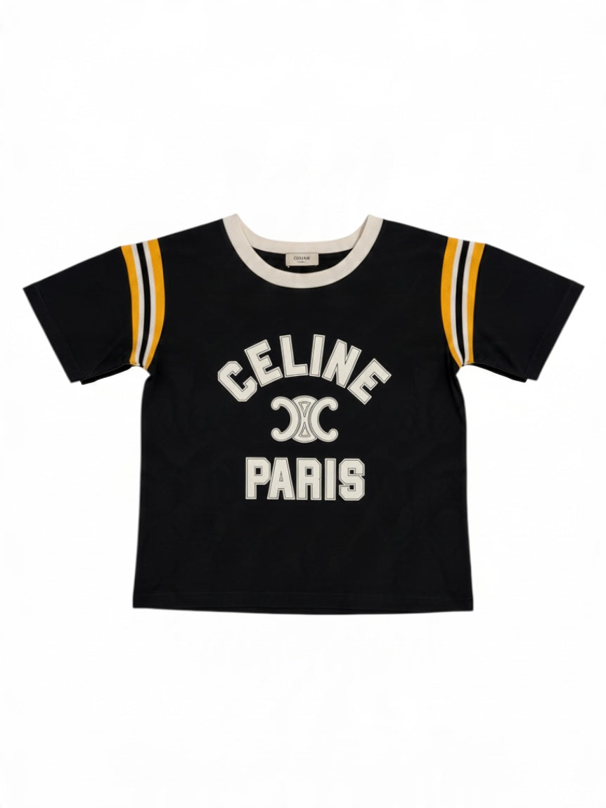 Celine T-shirt logo Black/white/yellow XS | O/S, Multicoloured