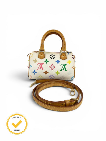 Vintage Louis Vuitton x Takashi Murakami Multicolour Nano Speedy Handbag with Extension Strap | O/S, Multicoloured