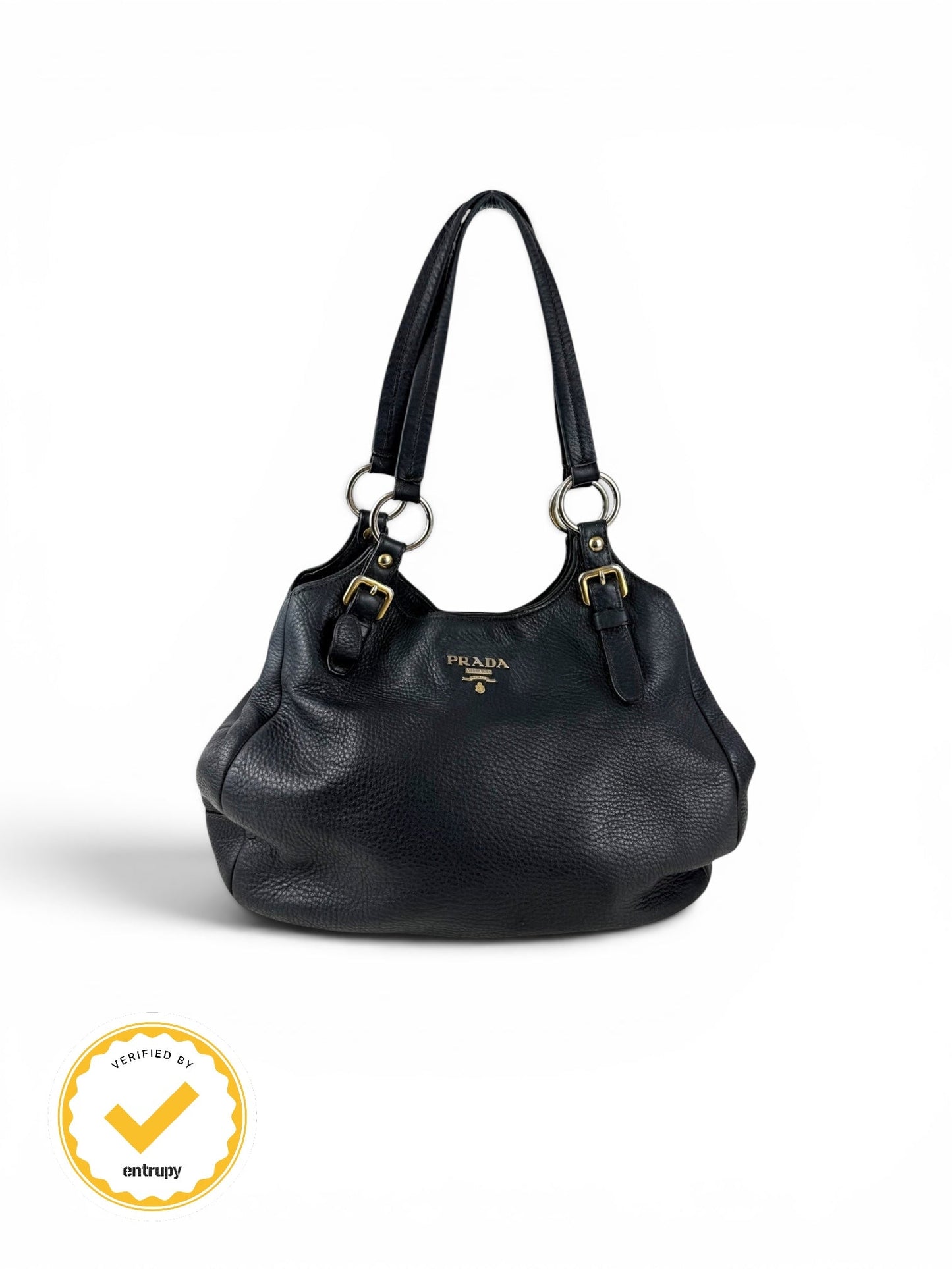 2010s Prada Milano Vitello Daino Navy Hobo Handbag | O/S, Multicoloured