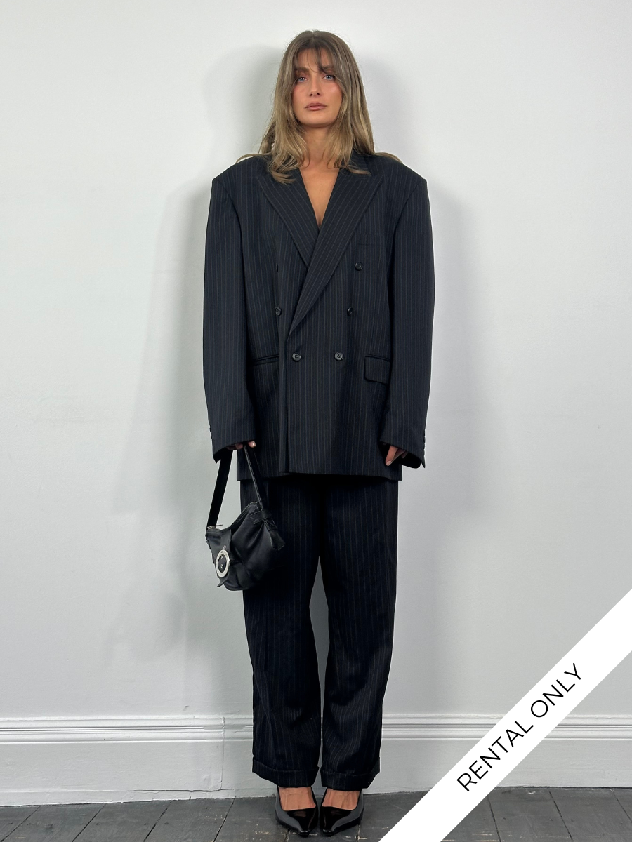 Christian Dior Monsieur 1990s Pure Wool Pinstripe Double Breasted Suit - 46L/W32