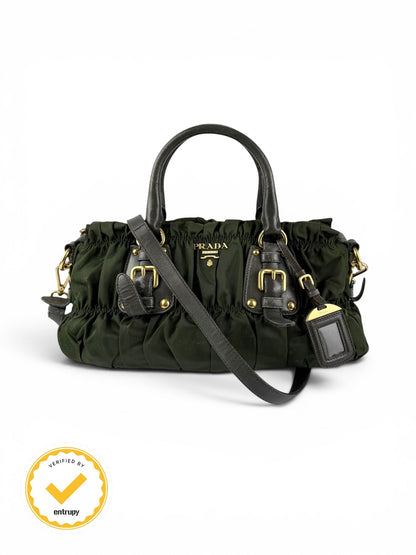2010s Prada Nylon Tessuto Gaufre 2Way Handbag | O/S, Gold