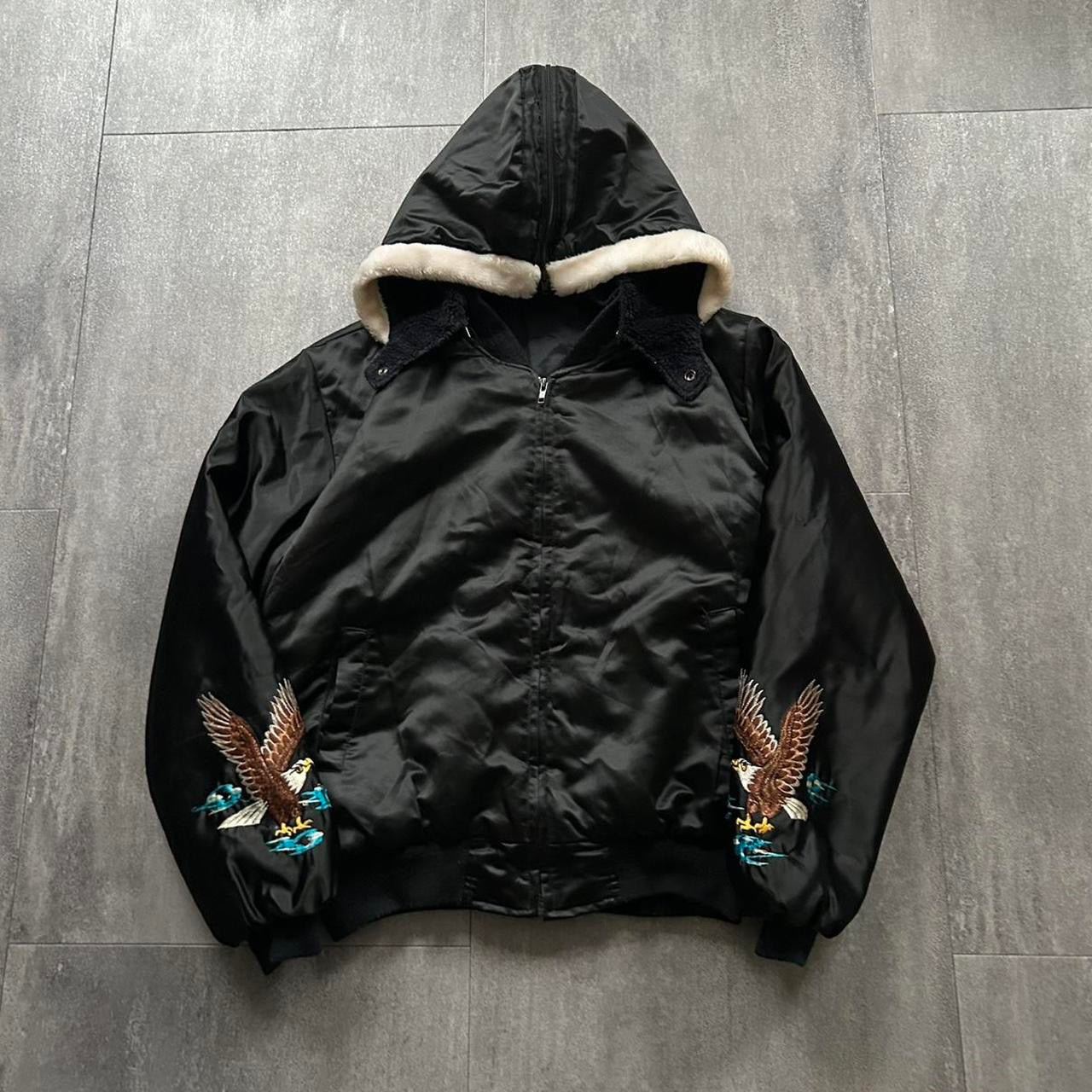 Vintage Bomber 'Alberta Canada' Jacket | Black, Black