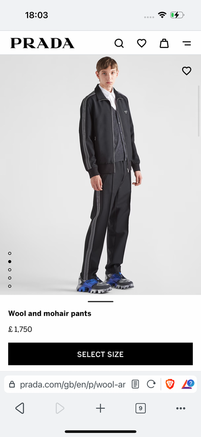 Prada Milano 2022 Mohair & Wool Striped Plaque Logo Trousers - IT50 (L)