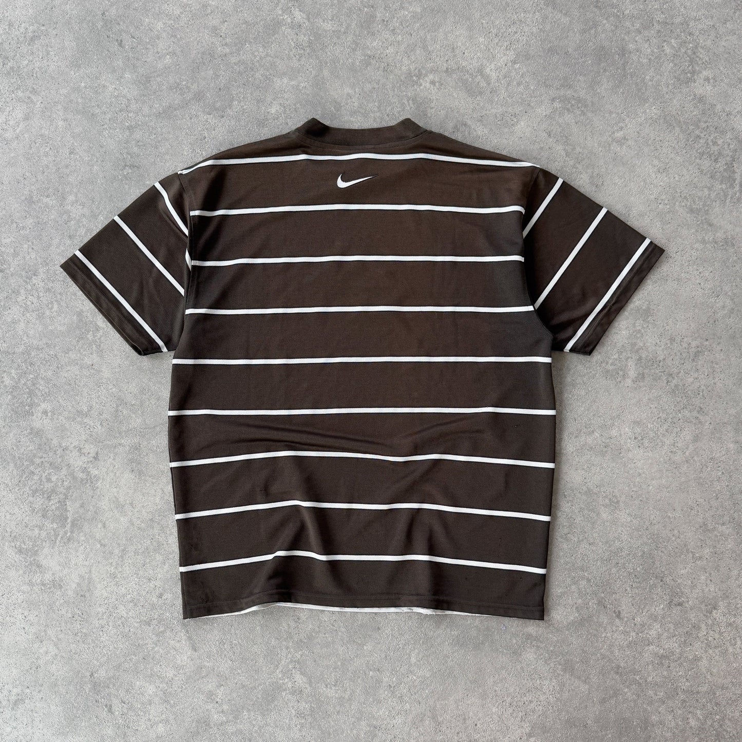 Nike RARE 1990s heavyweight striped nylon t-shirt (L)