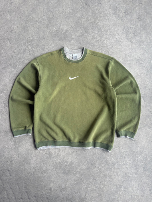 nike 2000s heavyweight embroidered swoosh sweatshirt (xl) | XL, Green