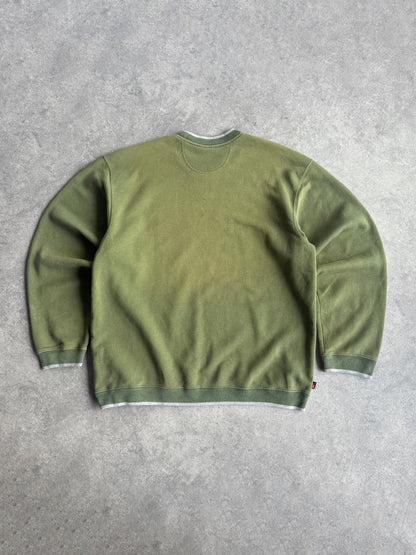 nike 2000s heavyweight embroidered swoosh sweatshirt (xl) | XL, Green