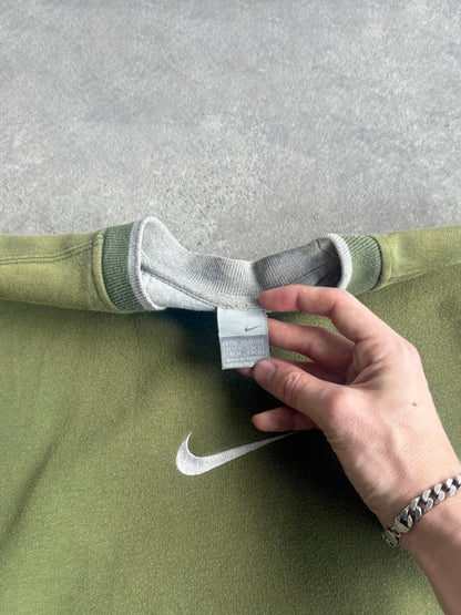 nike 2000s heavyweight embroidered swoosh sweatshirt (xl) | XL, Green