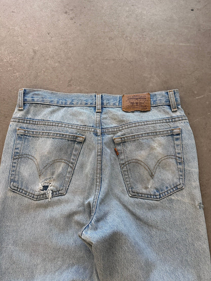 1990's Levi's 550 Orange Tab Repaired Jeans - 32 x 34 | W34, Multicoloured
