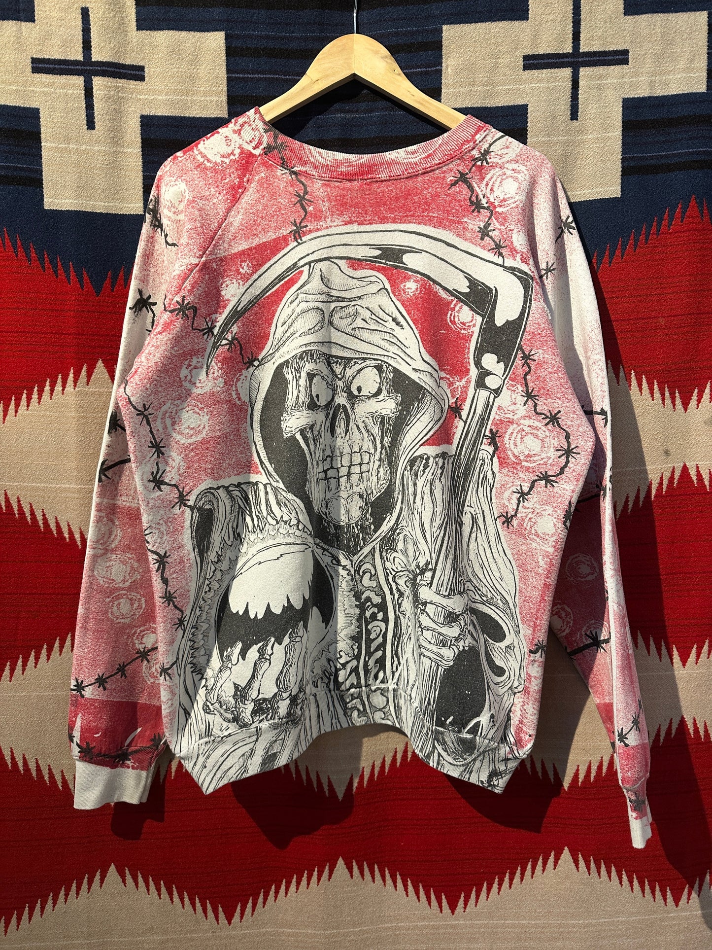 1990s Morbid Rags Grim Reaper Sweat - M | Default Title, Red