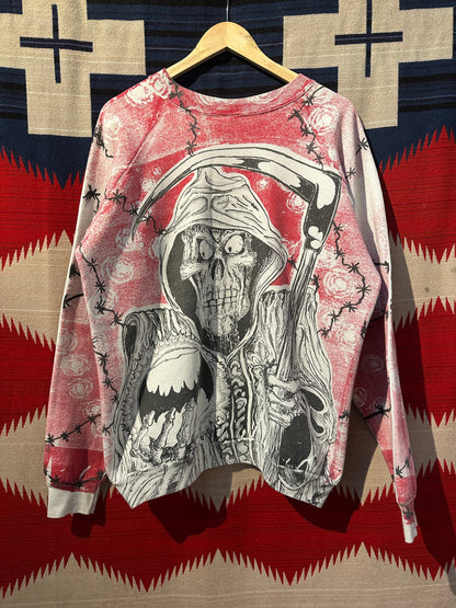 1990s Morbid Rags Grim Reaper Sweat - M | Default Title, Red