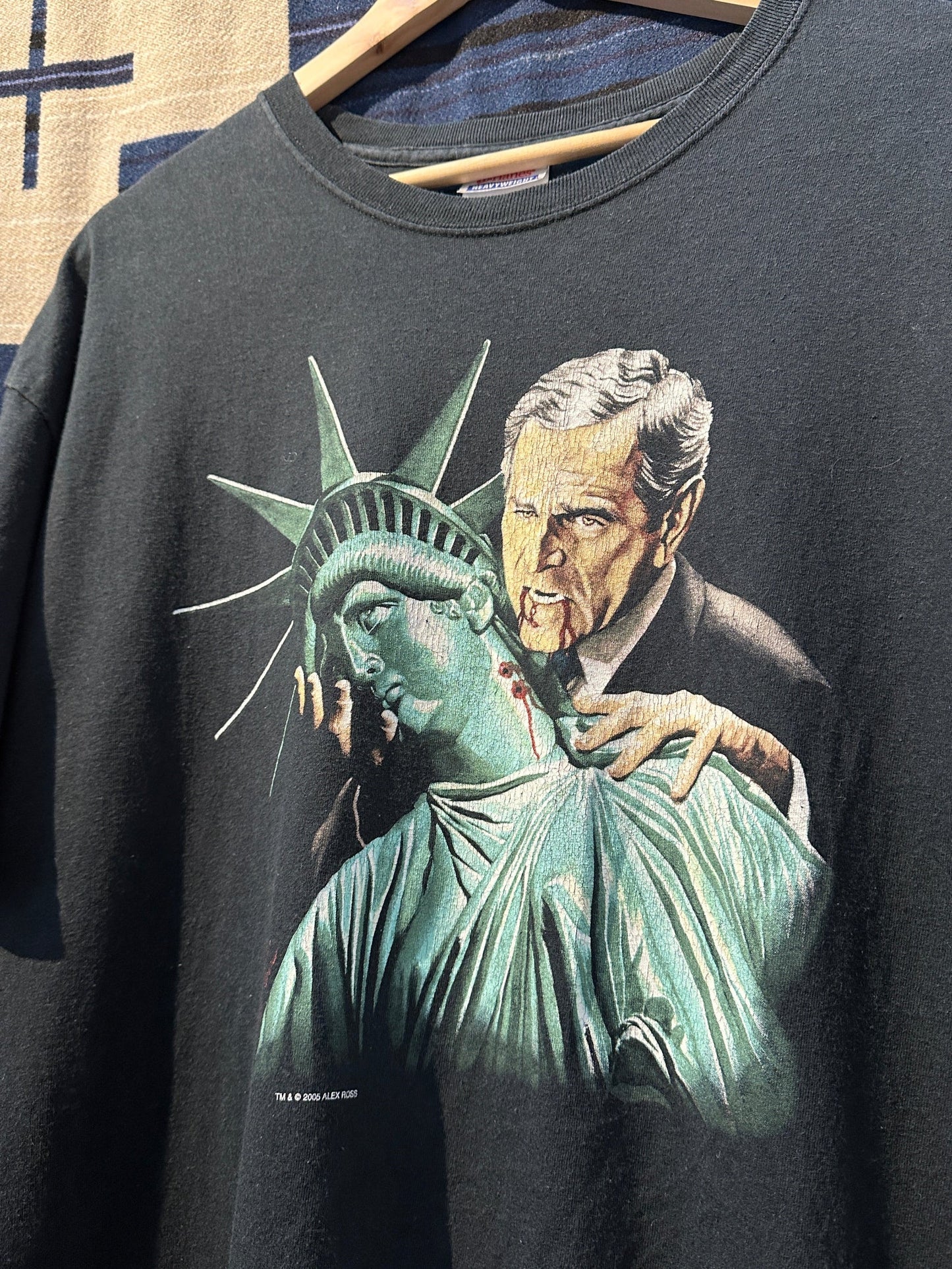 2005 Alex Ross Bush Liberty Bite T-Shirt - XL | X-large, Red