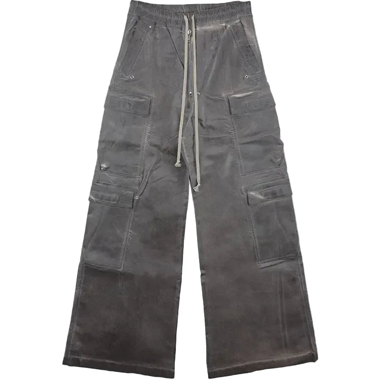 Rick Owens DRKSHDW Foil Denim Double Cargo Jumbo Belas Pants SS25 | Medium, Dark Grey