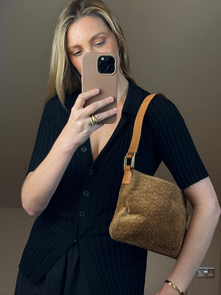 Vintage Celine Suede Bag - Beige