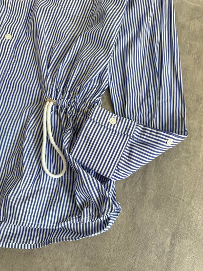 Sacai Drawstring Hickory Stripe Cotton Shirt