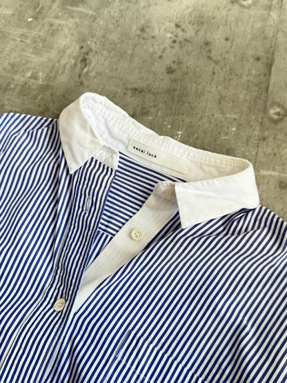 Sacai Drawstring Hickory Stripe Cotton Shirt